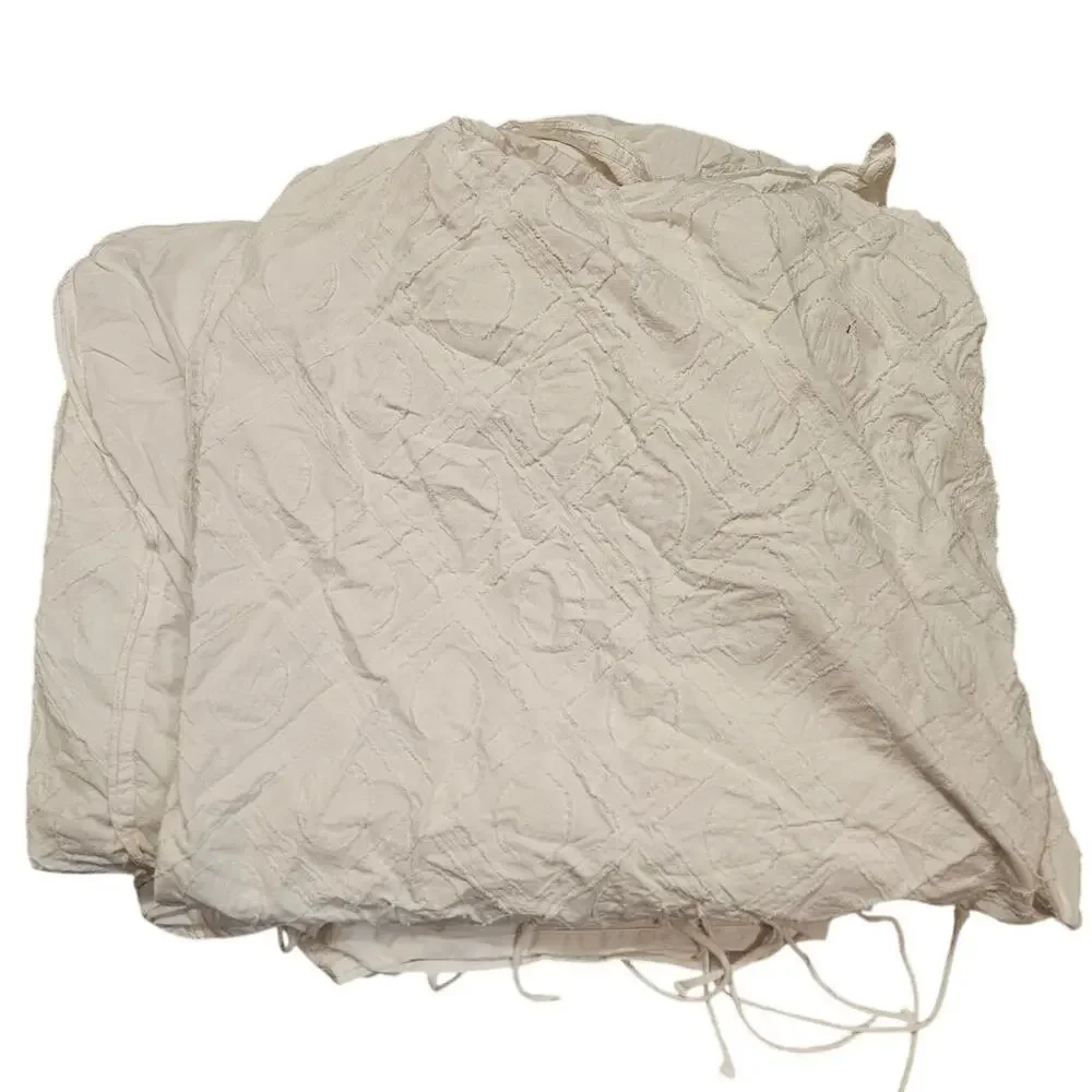 West Elm White Cotton Geometric Duvet Cover King 108x92 Minimalist Modern